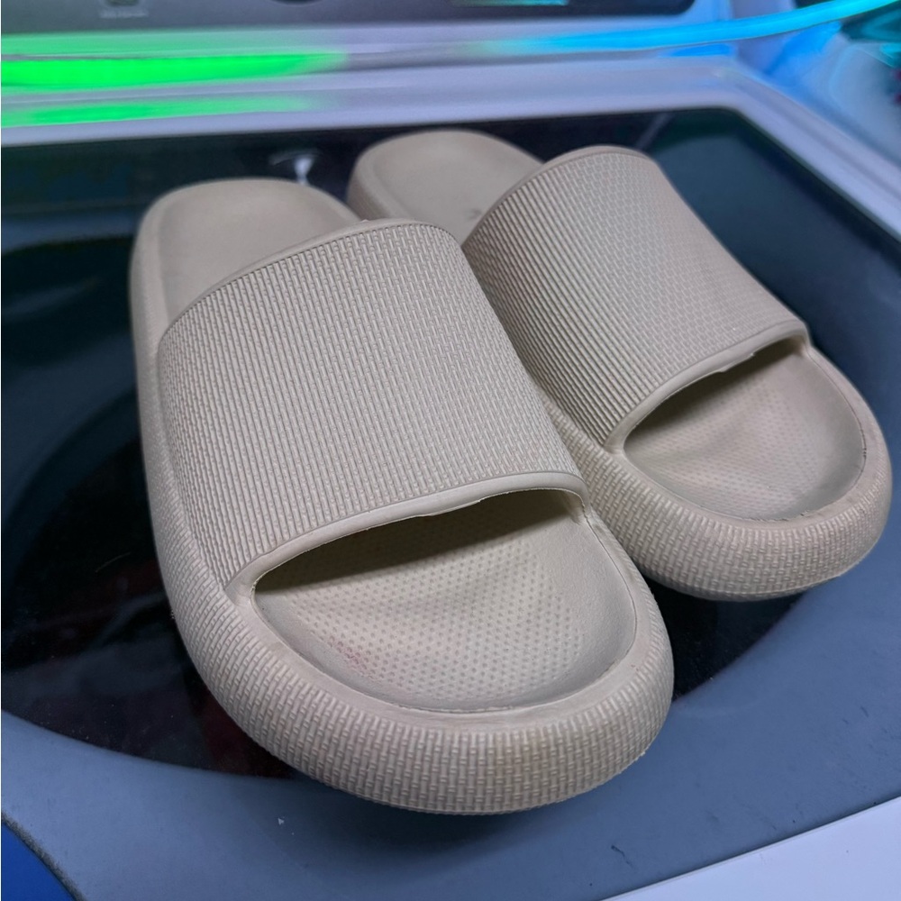 Beige Slide Sandals